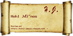 Hohl János névjegykártya