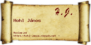 Hohl János névjegykártya