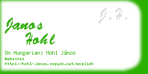 janos hohl business card